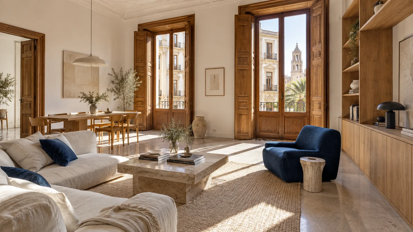 Vivienda renovada con salón y comedor abiertos; inspiración generada